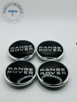Range Rover 61mm Black and Silver Wheel Center Caps
