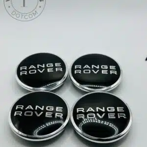 Range Rover 61mm Black and Silver Wheel Center Caps