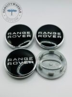 Range Rover 61mm Black & Silver Wheel Center Caps - 4pc Set 61mm - Image 3