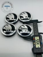 Skoda 56mm Black & Silver Wheel Center Caps - 4pc Modern Set 5JA601151A - Image 2