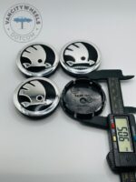 Skoda 56mm Black & Silver Wheel Center Caps - 4pc Modern Set 5JA601151A - Image 4