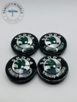 Skoda 65mm Green and Black Wheel Center Caps