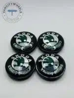 Skoda 65mm Green and Black Wheel Center Caps