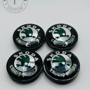 Skoda 65mm Green and Black Wheel Center Caps