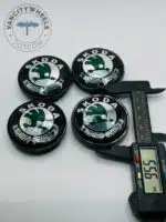 Skoda 65mm Wheel Center Caps - 4pc Green & Black Heritage Set 3B7601171 - Image 2