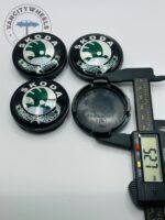 Skoda 65mm Wheel Center Caps - 4pc Green & Black Heritage Set 3B7601171 - Image 4