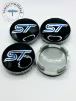 Ford ST Wheel Center Caps 54mm - Set of 4 Black & Blue | 6M21-1003 - Image 2
