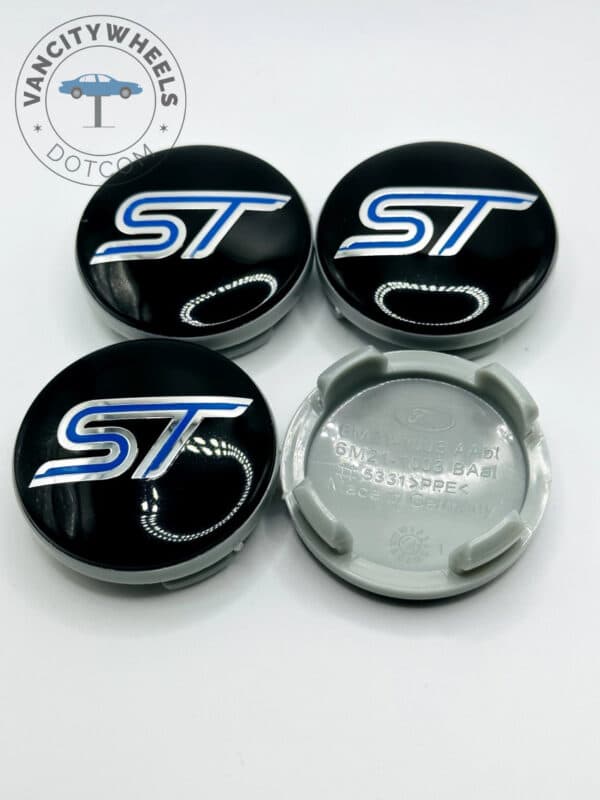Ford ST Wheel Center Caps 54mm - Set of 4 Black & Blue | 6M21-1003 - Image 2