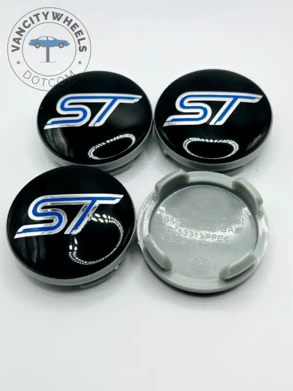 Ford ST Wheel Center Caps 54mm - Set of 4 Black & Blue | 6M21-1003 - Image 2