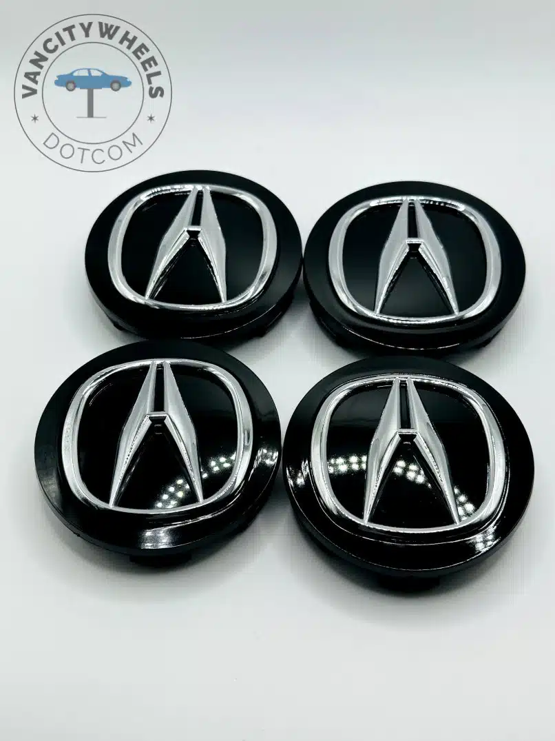 Acura 69mm Black and Chrome Wheel Center Caps