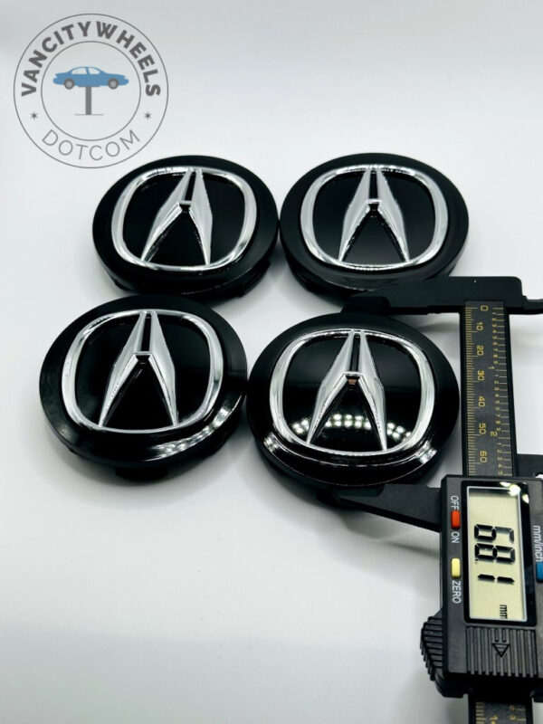 Acura 69mm Black & Chrome Wheel Center Caps - 4pc Set 44742 - Image 4
