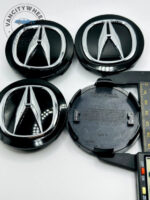 Acura 69mm Black & Chrome Wheel Center Caps - 4pc Set 44742 - Image 2