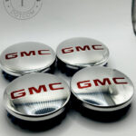 Set Of 4 Chrome/red Gmc Alloy Wheel Center Caps 83mm, Chrome/red Center Hub Caps For Gmc Cars 83mm