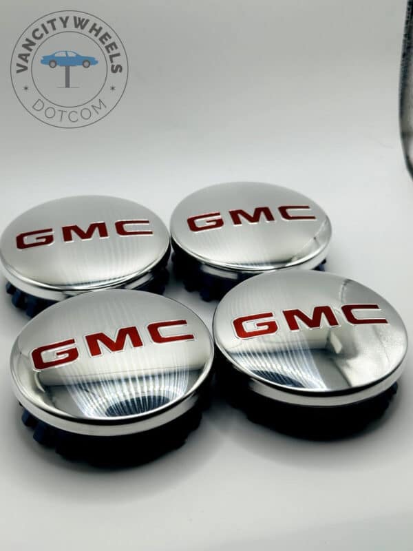 Red Hub Cap Set Of 4 Chrome/red Gmc Alloy Wheel Center Caps 83mm, Chrome/red Center ...