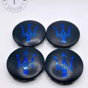 Maserati 60mm Black and Blue Wheel Center Caps