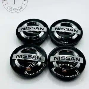 Nissan 54mm Black and Silver Wheel Center Caps