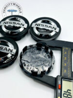 Nissan 54mm Black & Silver Wheel Center Caps - 4pc Modern Set C7042K54 - Image 2