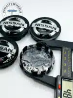 Nissan 54mm Black & Silver Wheel Center Caps - 4pc Modern Set C7042K54 - Image 2