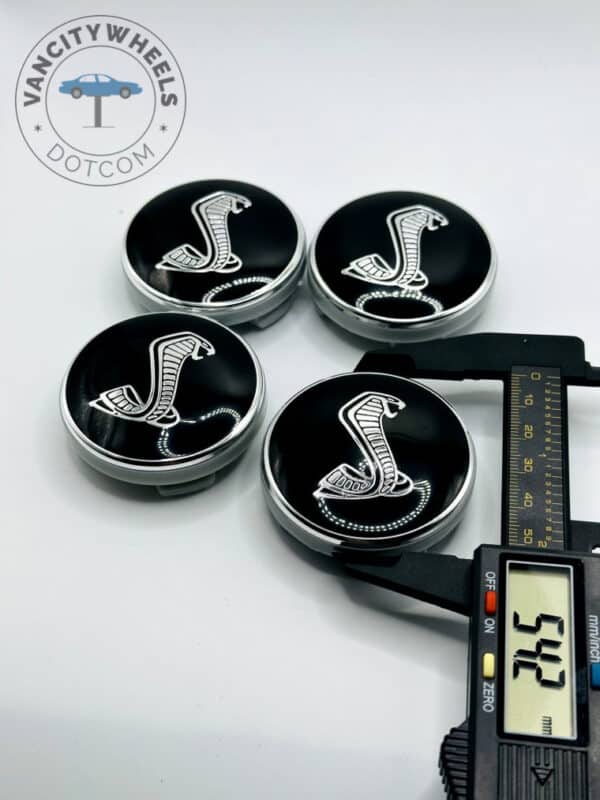 Ford Shelby 54mm Black & Silver Wheel Center Caps - 4pc Cobra Set - Image 4