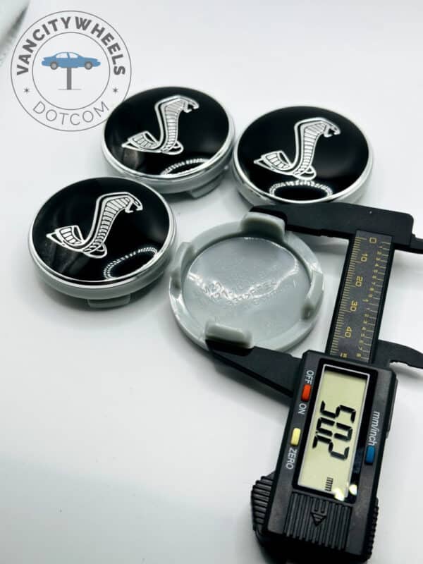 Ford Shelby 54mm Black & Silver Wheel Center Caps - 4pc Cobra Set - Image 3