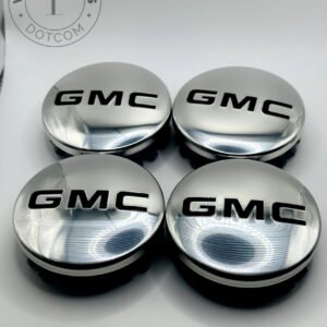 GMC 83mm Black and Chrome Wheel Center Caps