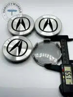 Acura 69mm Black & Chrome Wheel Center Caps - 4pc MDX RDX TLX Set - Image 3