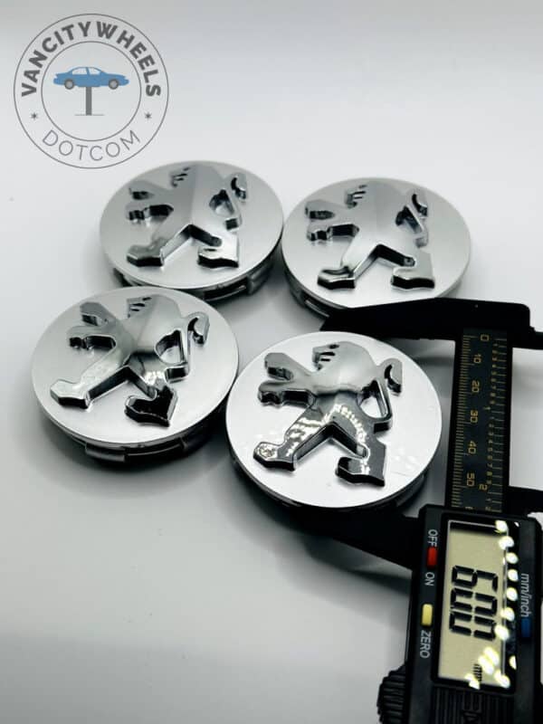 Peugeot Wheel Center Caps - Set of 4 Silver/Chrome 60mm - Image 4