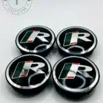 Jaguar Racing 59mm Black and Green Wheel Center Caps