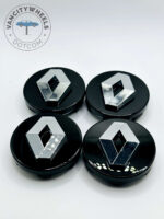 Renault 59mm Black and Silver Wheel Center Caps