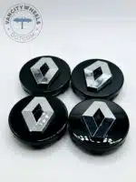 Renault 59mm Black and Silver Wheel Center Caps
