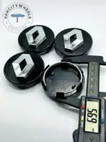 Renault 59mm Black & Silver Wheel Center Caps - 4pc Diamond Logo Set - Image 3