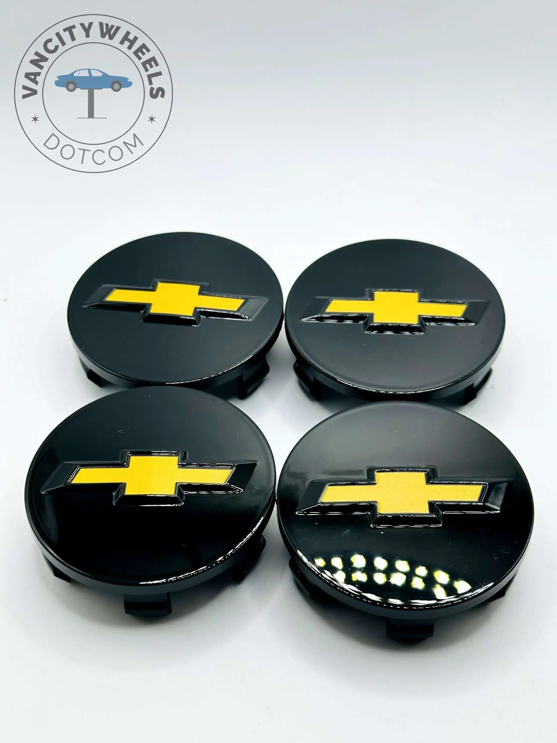 Set Of 4 Black/gold Chevrolet Alloy Wheel Center Caps 58mm, Black/chrome Center Hub Caps For Chevrolet Cars 58mm