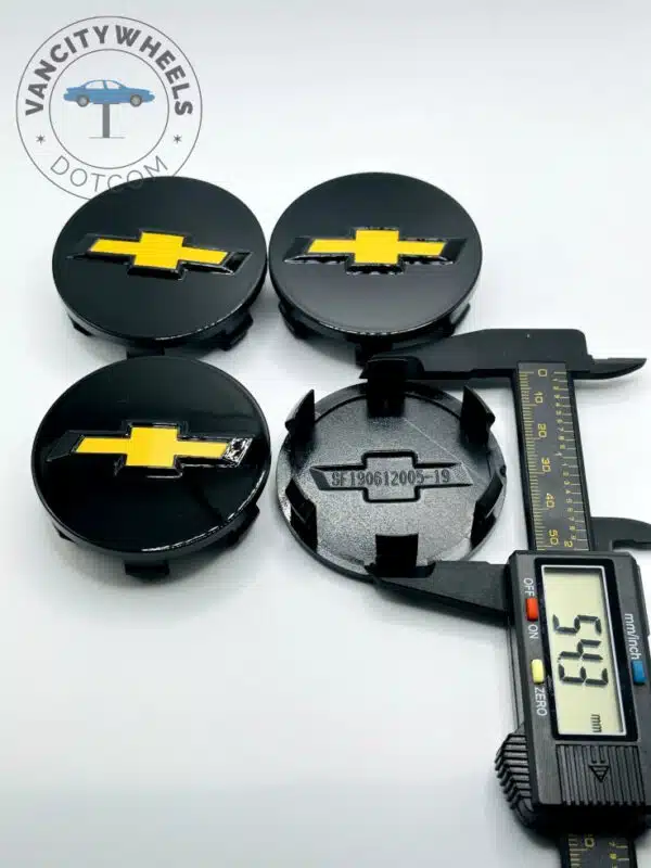 Set Of 4 Black/gold Chevrolet Alloy Wheel Center Caps 58mm, Black/chrome Center Hub Caps For Chevrolet Cars 58mm - Image 3