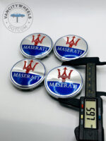 Maserati Wheel Center Caps 60mm - Set of 4 Chrome & Blue Trident - Image 4