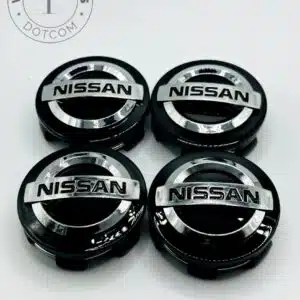 Nissan 60mm Black and Silver Wheel Center Caps