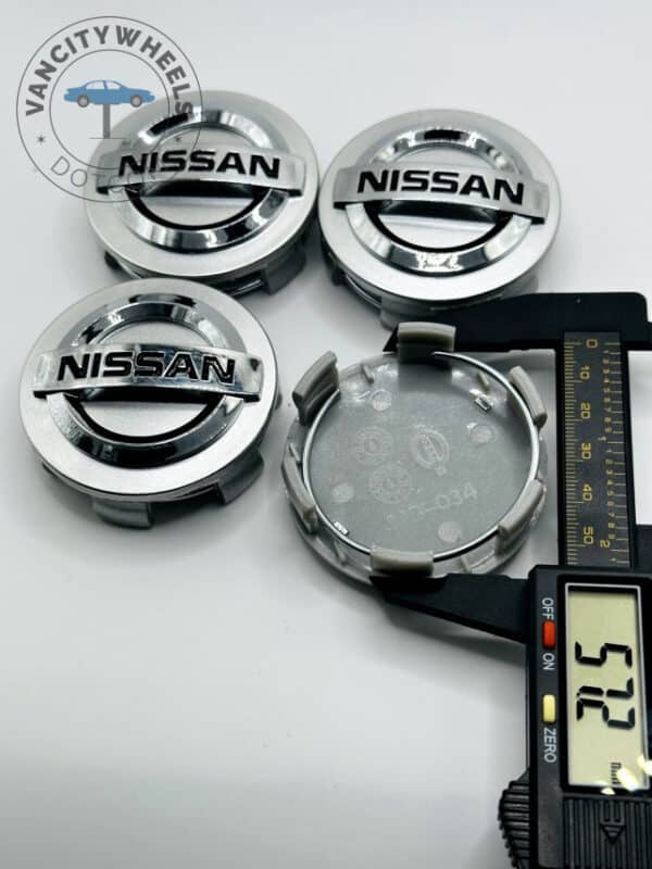Nissan Hub Center Caps - Set of 4 Silver/Black 60mm | NS034 - Image 3