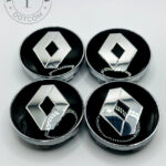 Renault 60mm Black and Silver Wheel Center Caps