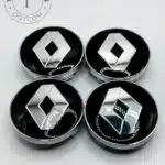 Renault 60mm Black and Silver Wheel Center Caps