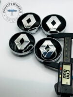 Renault 60mm Black & Silver Wheel Center Caps - 4pc Diamond Logo Set - Image 4