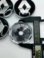 Renault 60mm Black & Silver Wheel Center Caps - 4pc Diamond Logo Set - Image 2