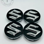 Suzuki 54mm Black and Chrome Wheel Center Caps