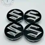 Suzuki 54mm Black and Chrome Wheel Center Caps