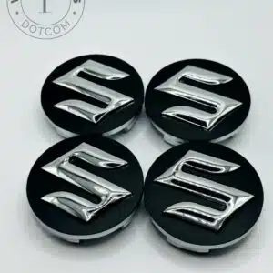 Suzuki 54mm Black and Chrome Wheel Center Caps