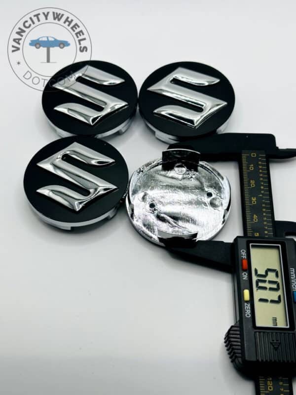 Suzuki 54mm Black & Chrome Wheel Center Caps - 4pc Set for Swift, Vitara - Image 3