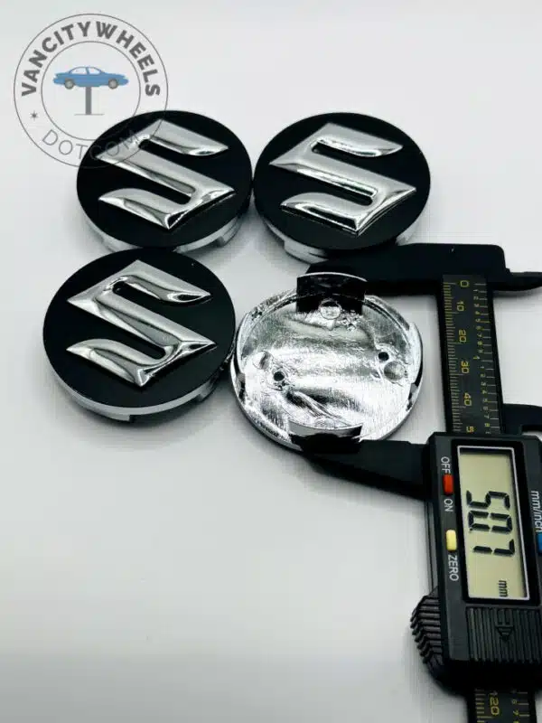 Suzuki 54mm Black & Chrome Wheel Center Caps - 4pc Set for Swift, Vitara - Image 3