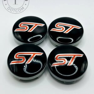 Ford ST 54mm Black and Red Wheel Center Caps
