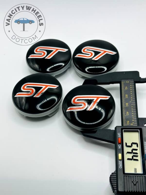 Ford ST 54mm Black & Red Wheel Center Caps - 4pc Performance Set - Image 4