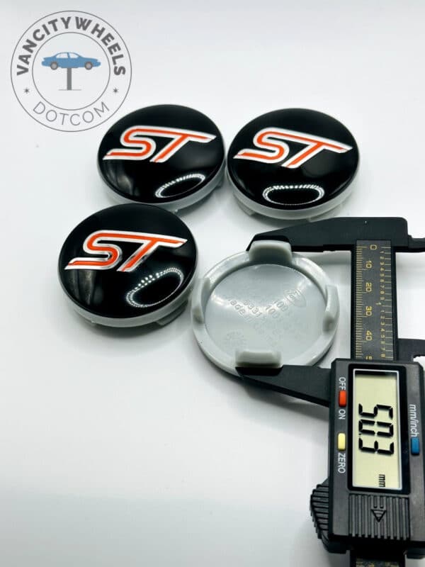 Ford ST 54mm Black & Red Wheel Center Caps - 4pc Performance Set - Image 3