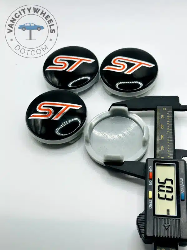 Ford ST 54mm Black & Red Wheel Center Caps - 4pc Performance Set - Image 3