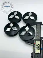 Mitsubishi Wheel Center Caps 60mm - Set of 4 Black & Chrome | MR554097 - Image 4
